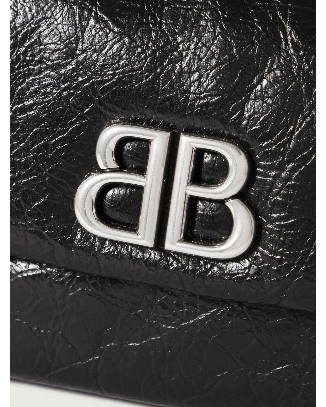 Balenciaga Black Monaco Mini Textured-Leather Shoulder Bag