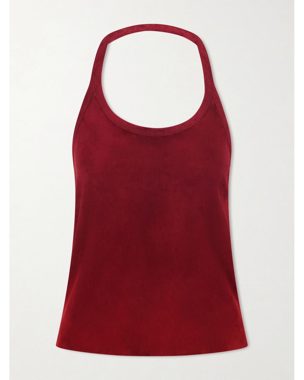 Stouls Red Cherry Open-Back Suede Halterneck Tank