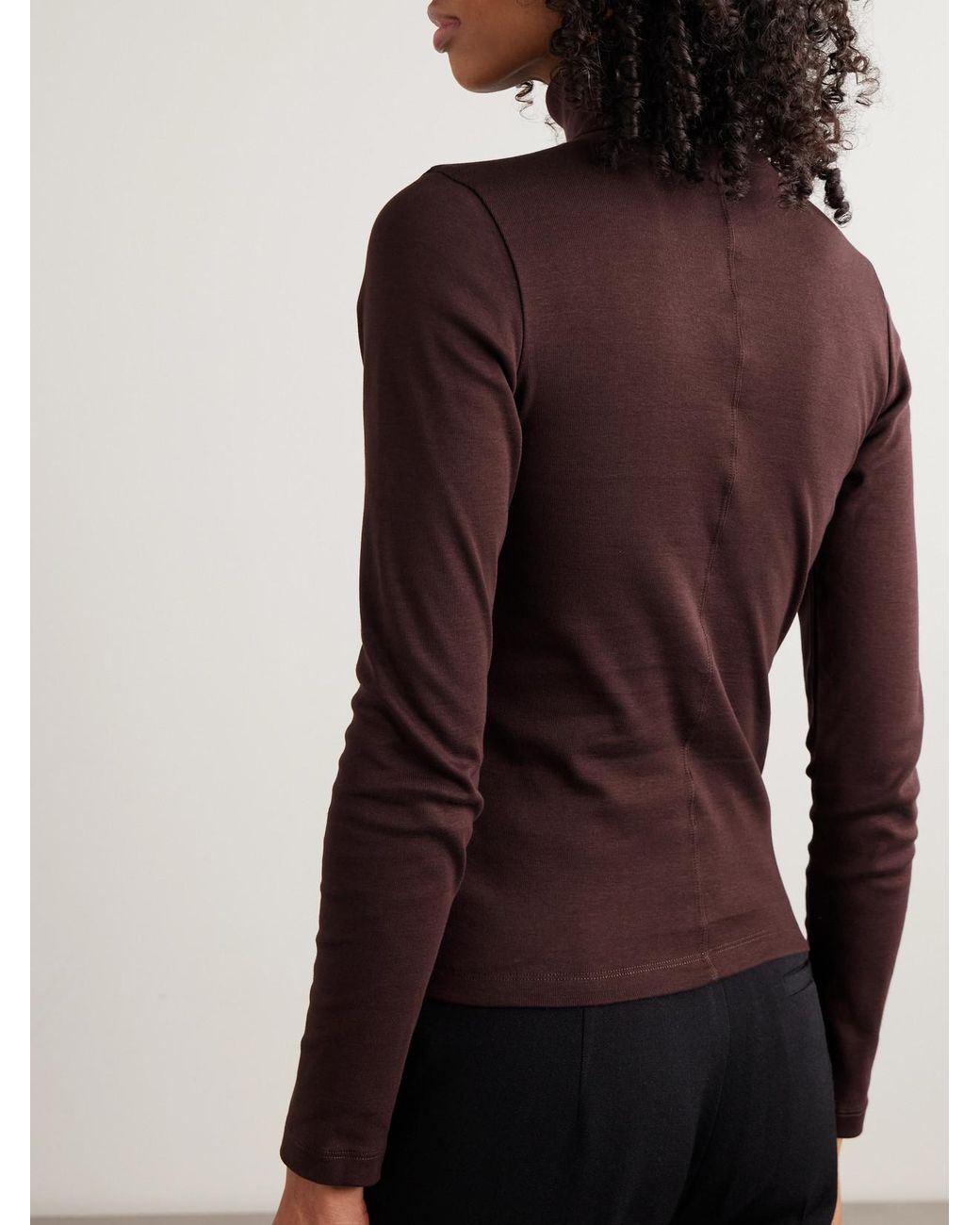 Flore Flore Purple Dinah Ribbed Organic Cotton-Jersey Turtleneck Top