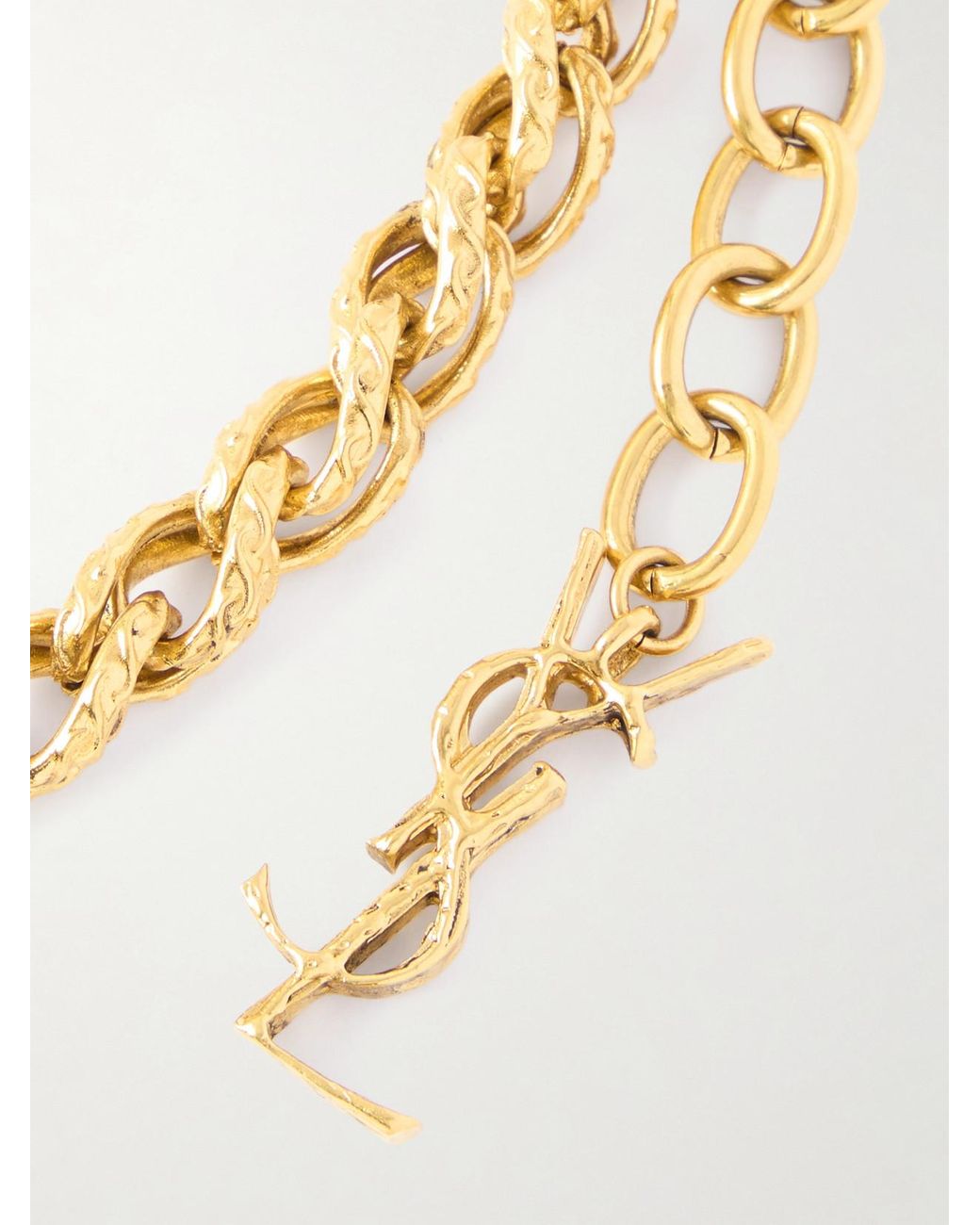 Saint Laurent Metallic Hammered-Tone Necklace