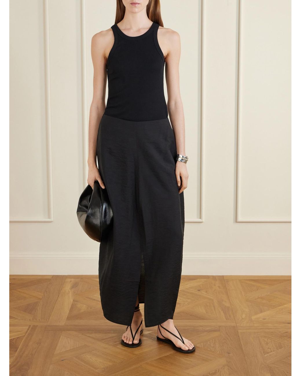 Totême  Black Silk-Blend Maxi Skirt
