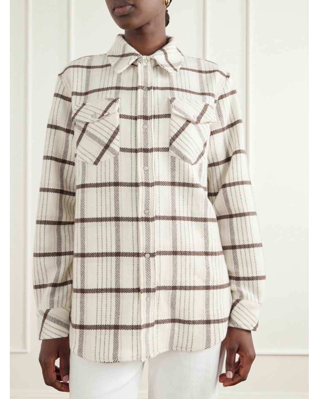 God's True Cashmere Natural Checked Cashmere Shirt