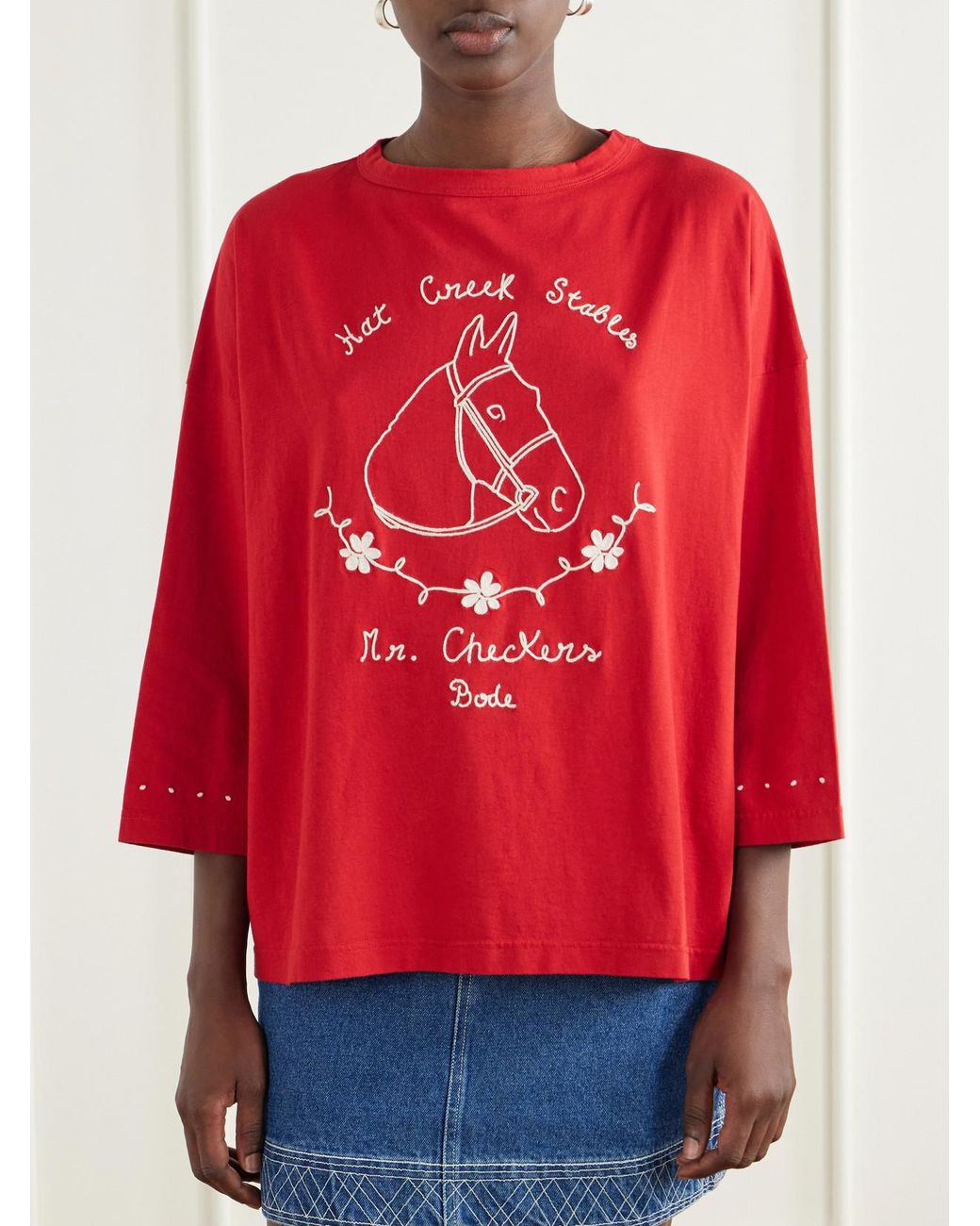 Bode Stables Embroidered Cotton-Jersey T-Shirt