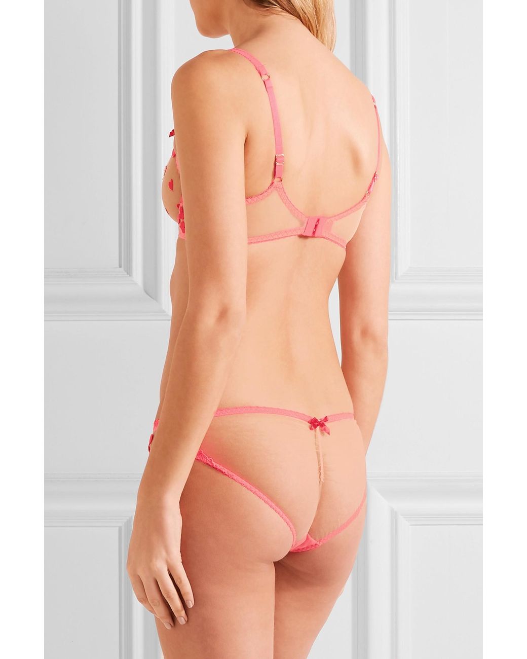 Agent Provocateur Cupid Heart-embroidered Stretch-tulle Underwired Bra