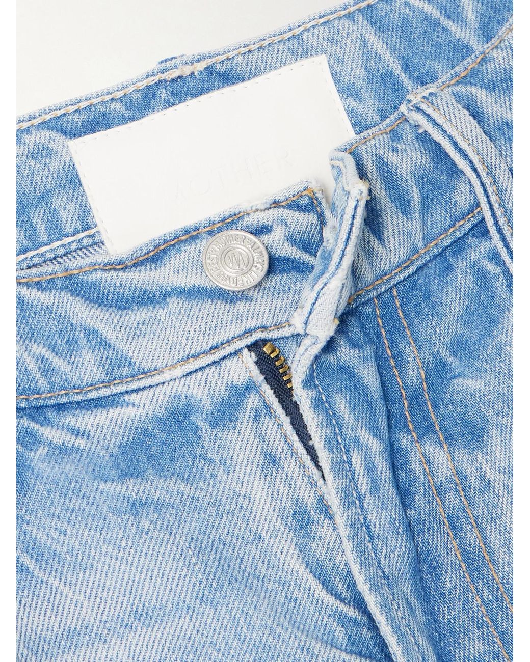 Mother Blue The Mid Rise Maven Sneak Distressed Straight-Leg Jeans