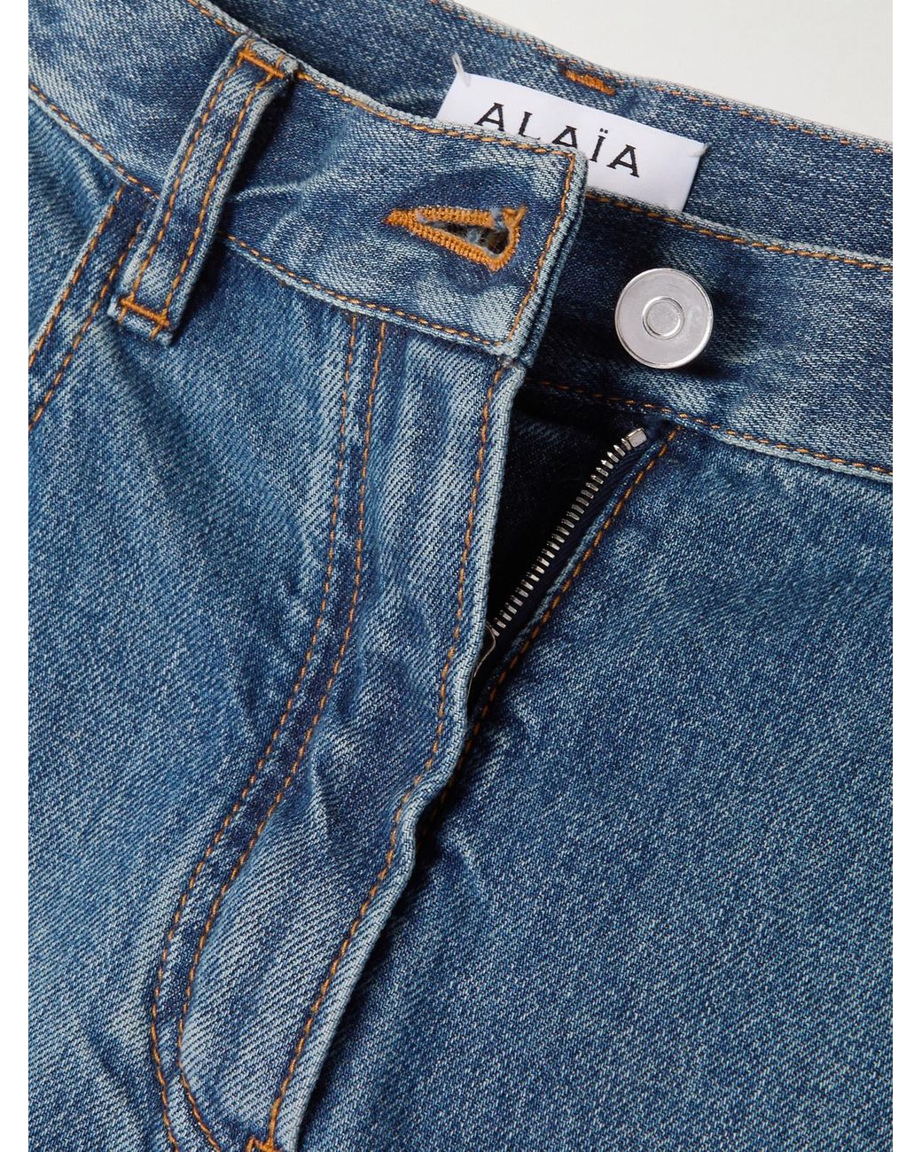 Alaïa Blue Low-Rise Barrel-Leg Jeans