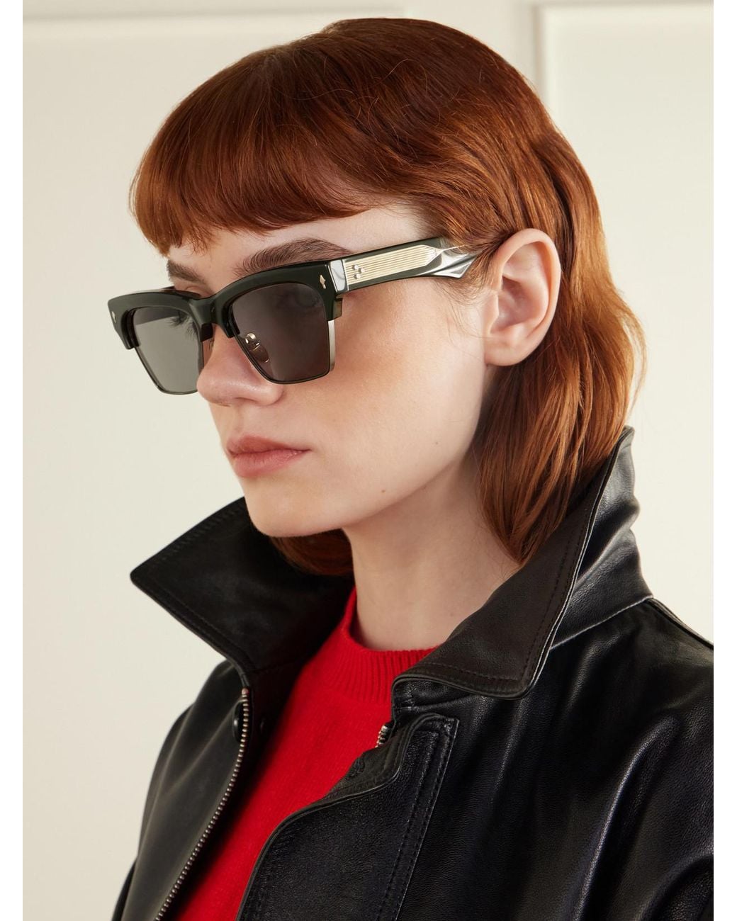 Jacques Marie Mage Black Bugsy D-Frame Acetate Sunglasses