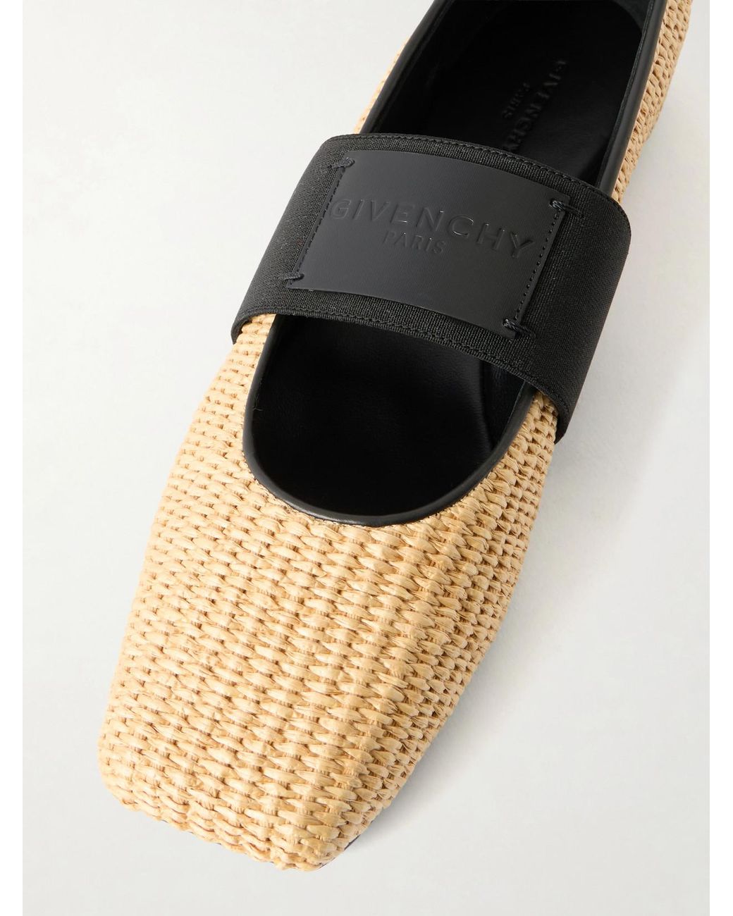 Givenchy Natural Logo-Appliquéd Raffia Ballerina Flats