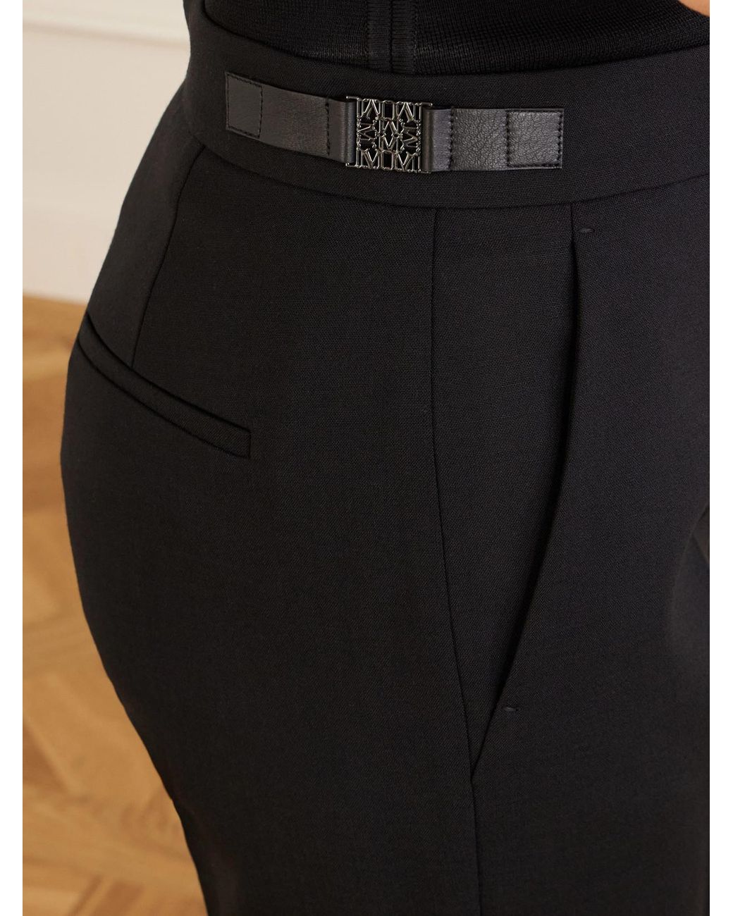 Max Mara Blue Acino Wool-Blend Mid-Rise Slim-Leg Pants