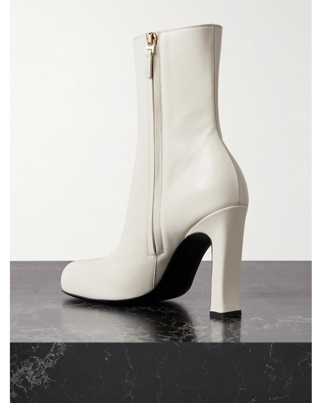 Bottega Veneta White Leather Ankle Boots
