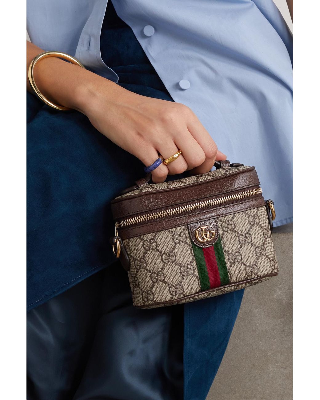 Gucci Ophidia Embellished Textured Leather-trimmed Printed Coated-canvas  Shoulder Bag - Beige