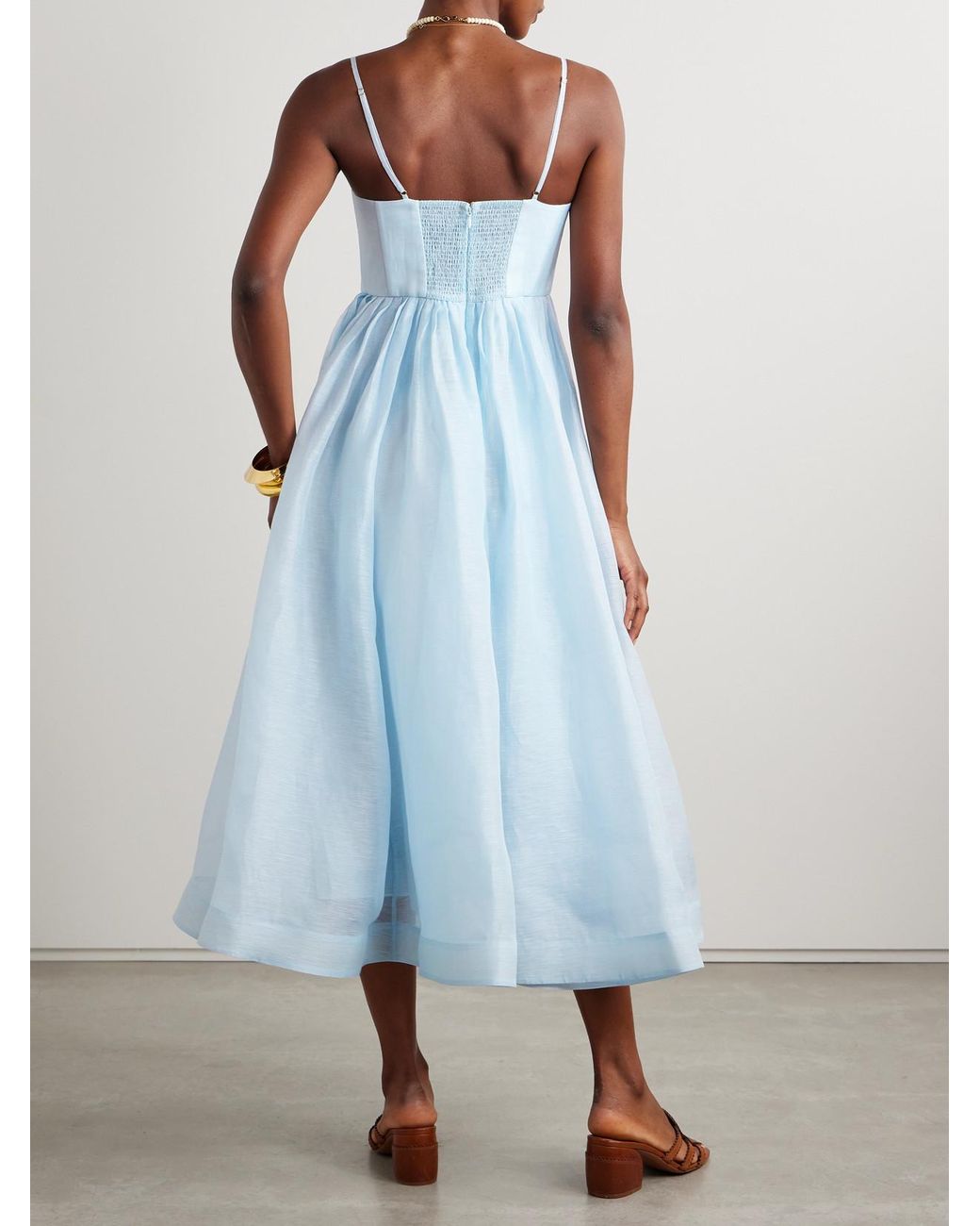 ワンピース ZIMMERMANN ILLUMINATE MIDI DRESS IN LINEN AND SILK ZIMMERMANN Illuminate Linen & Silk Midi Dress Zimmermann