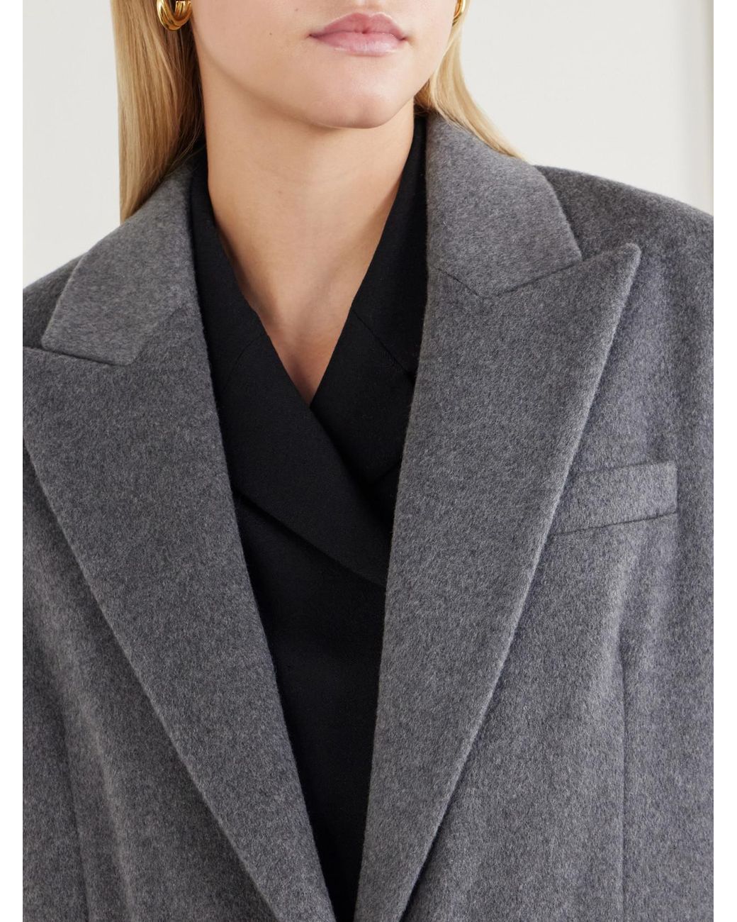 Another Tomorrow Gray Cashmere-Flannel Coat