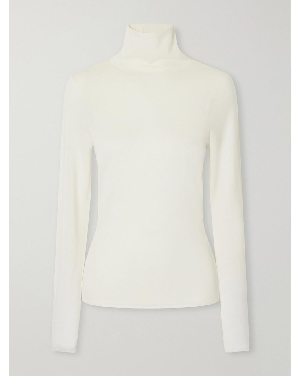 Almala White Farra Cashmere Turtleneck Sweater