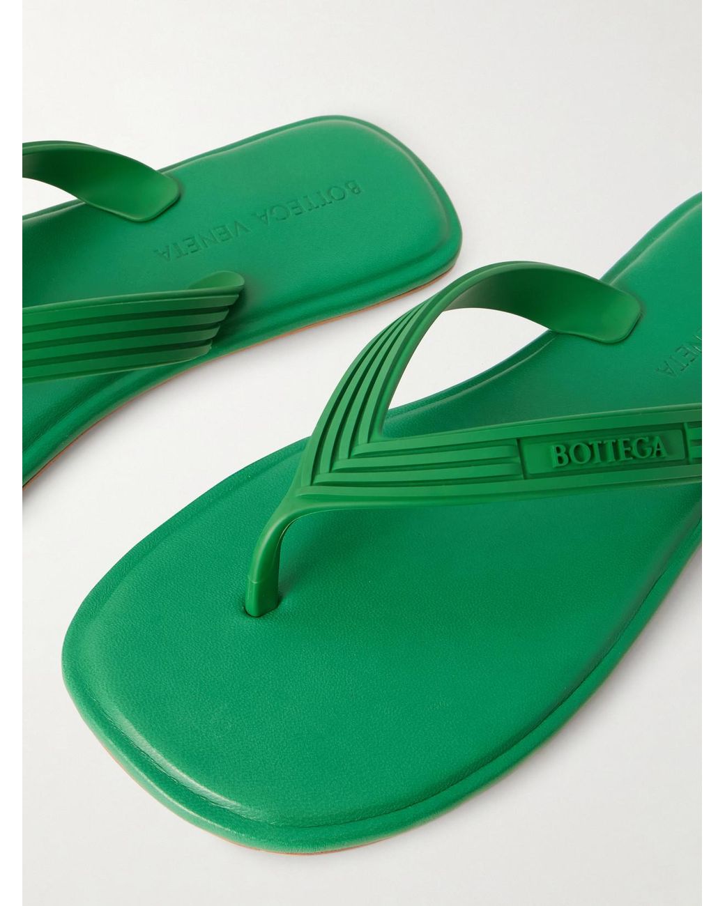 Bottega Veneta Green Sampieri Flat Thong Rubber Flip Flops