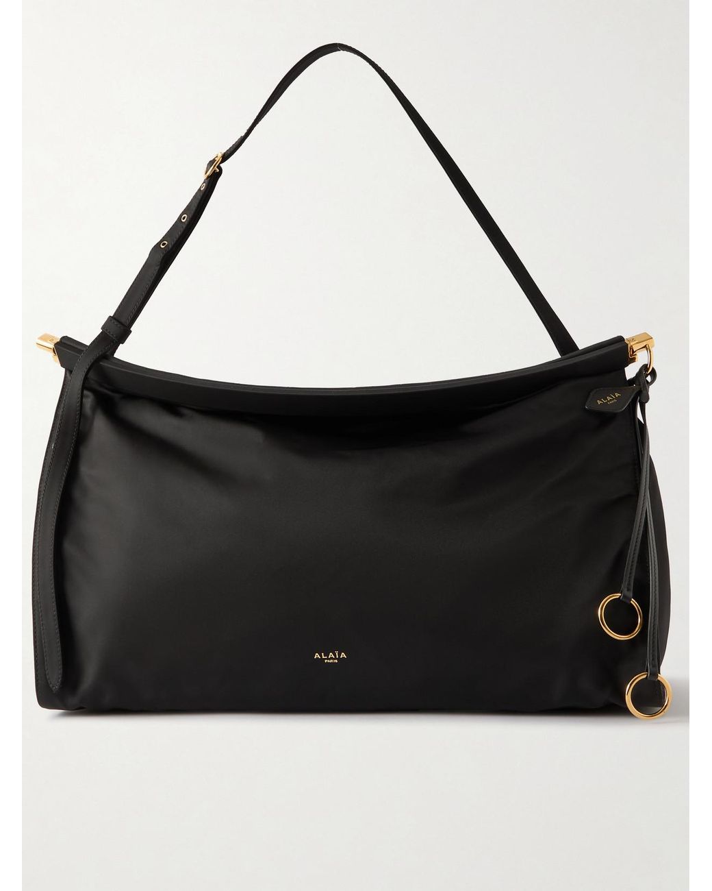 Alaïa Black Click E/W Large Leather-Trimmed Shell Shoulder Bag