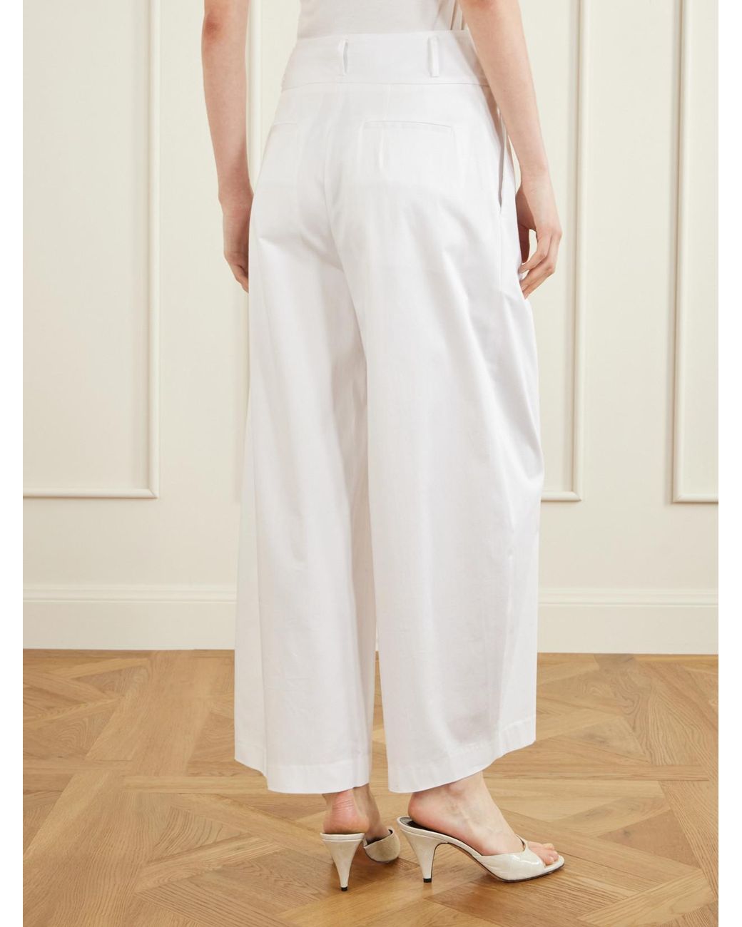 Altuzarra White Wilson Pleated Cotton Wide-Leg Pants