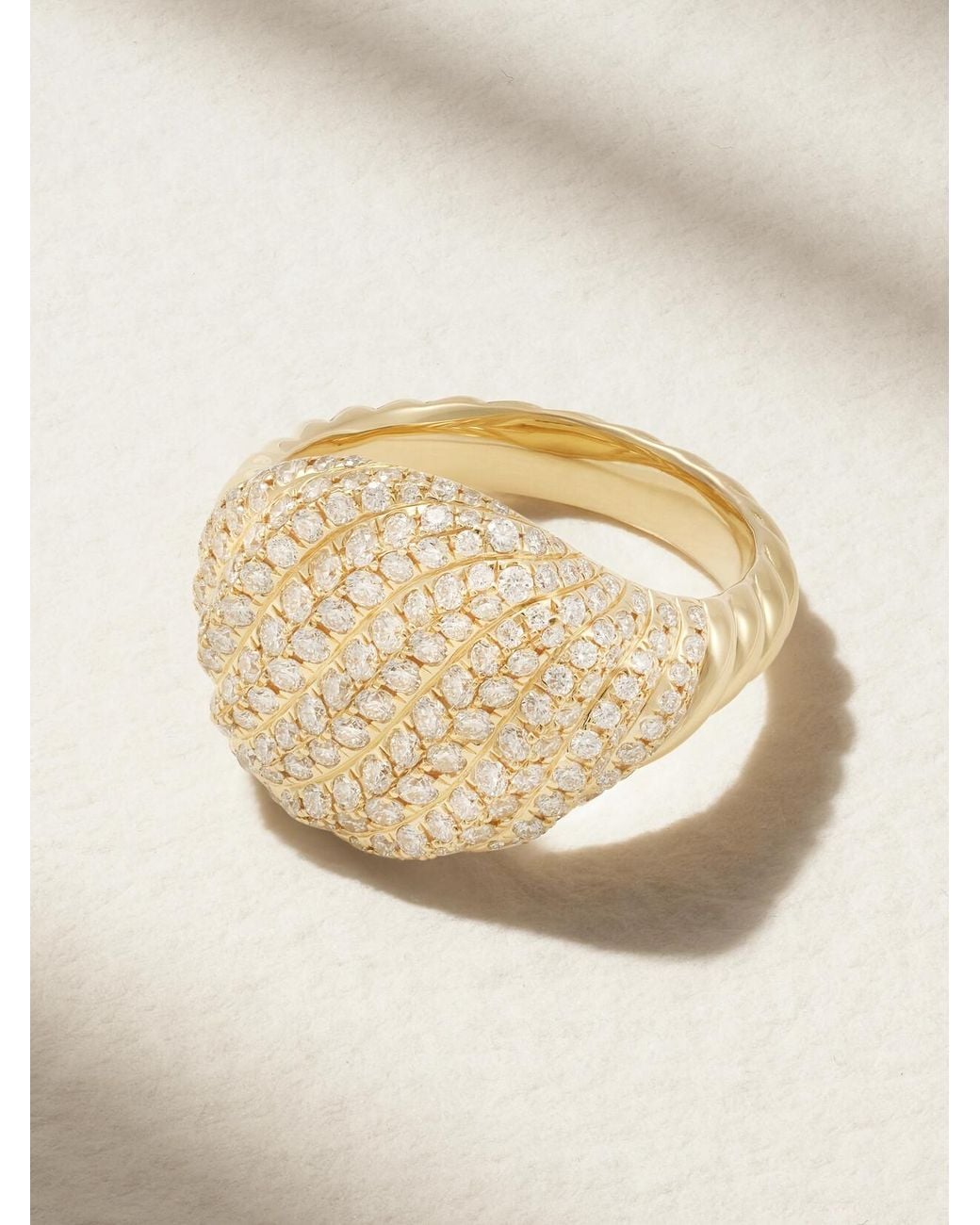 David Yurman Natural Sculpted Cable 18-Karat Diamond Pinky Ring