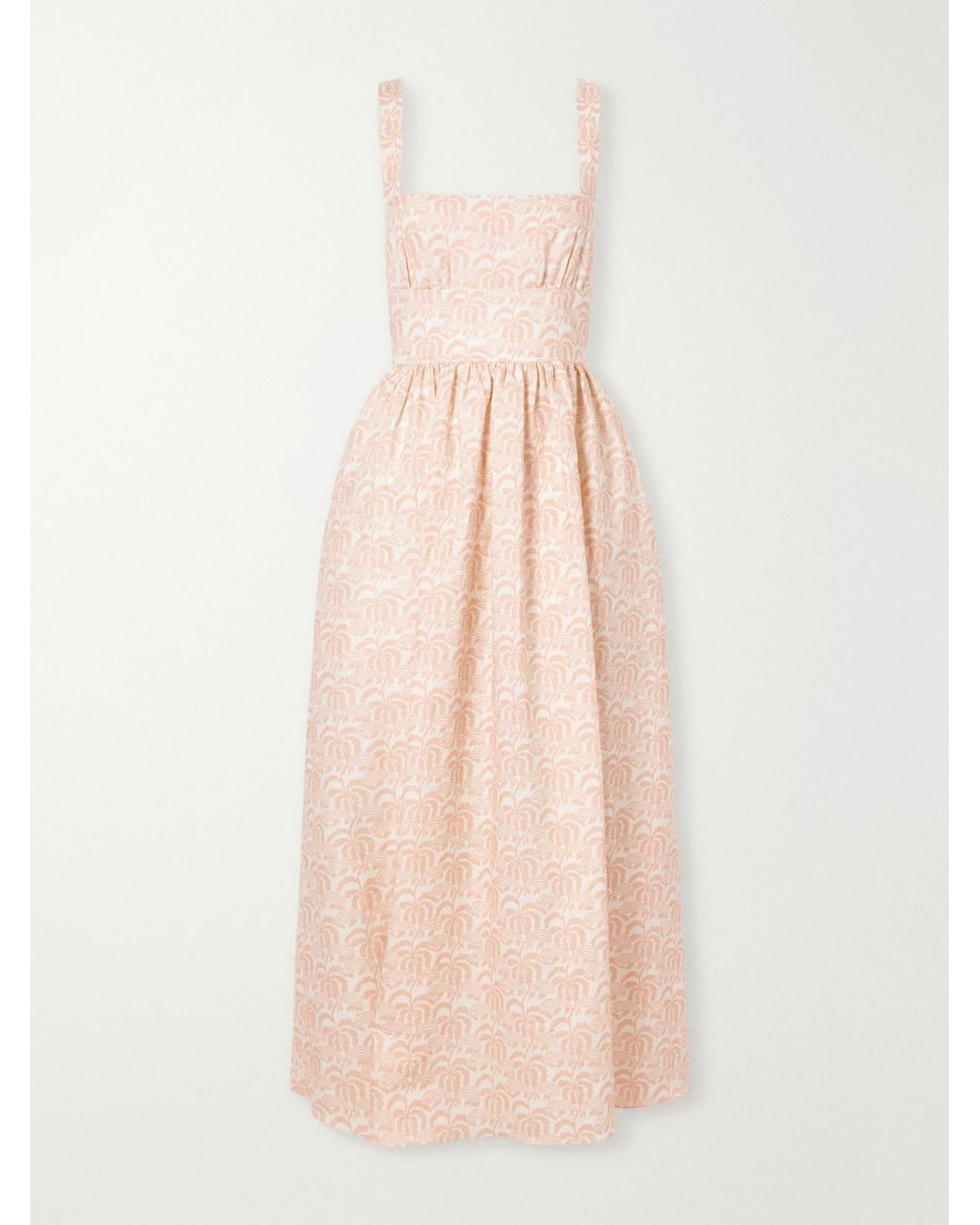 Matteau Pink Crossback Linen-Blended Maxi Dress