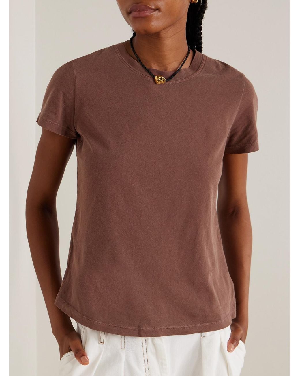 James Perse Brown Vintage Boy Cotton-Jersey T-Shirt