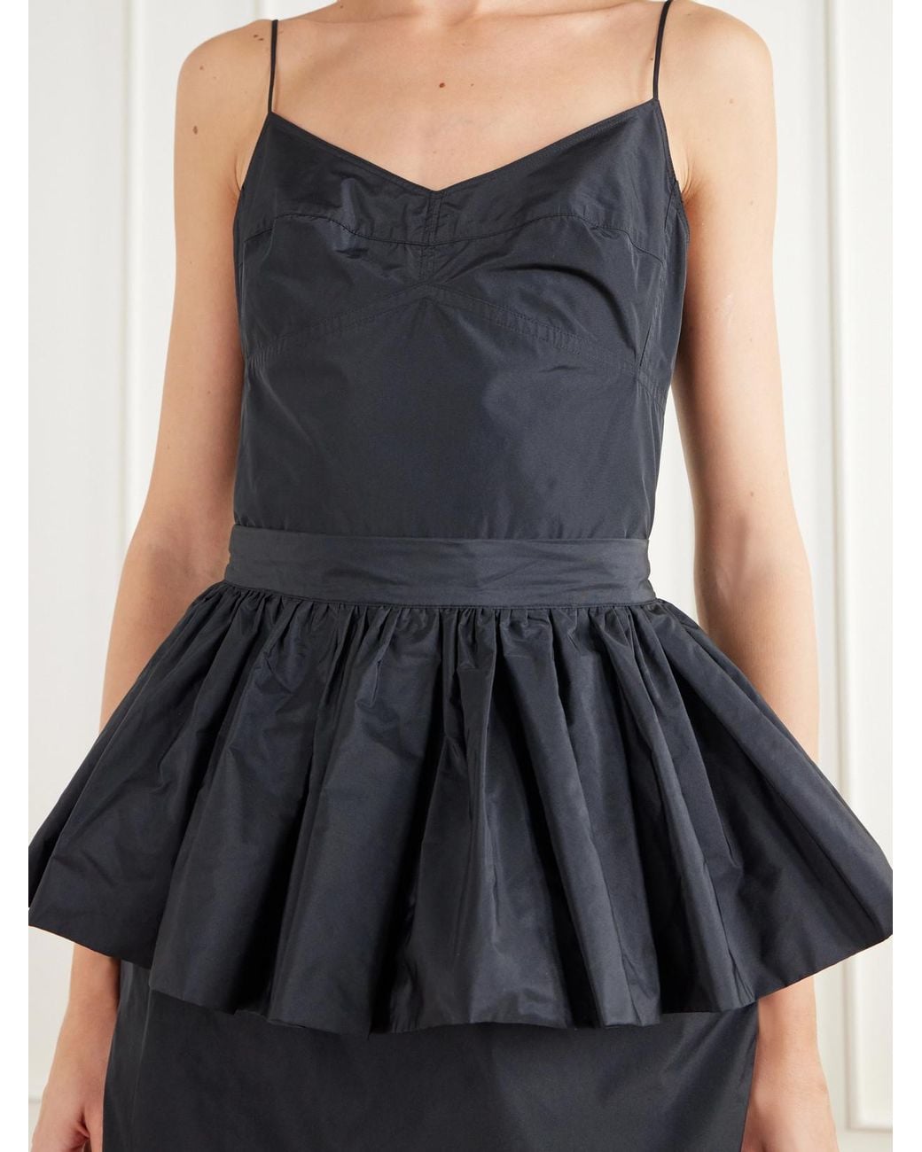 Stella McCartney Black Peplum Taffeta Midi Dress