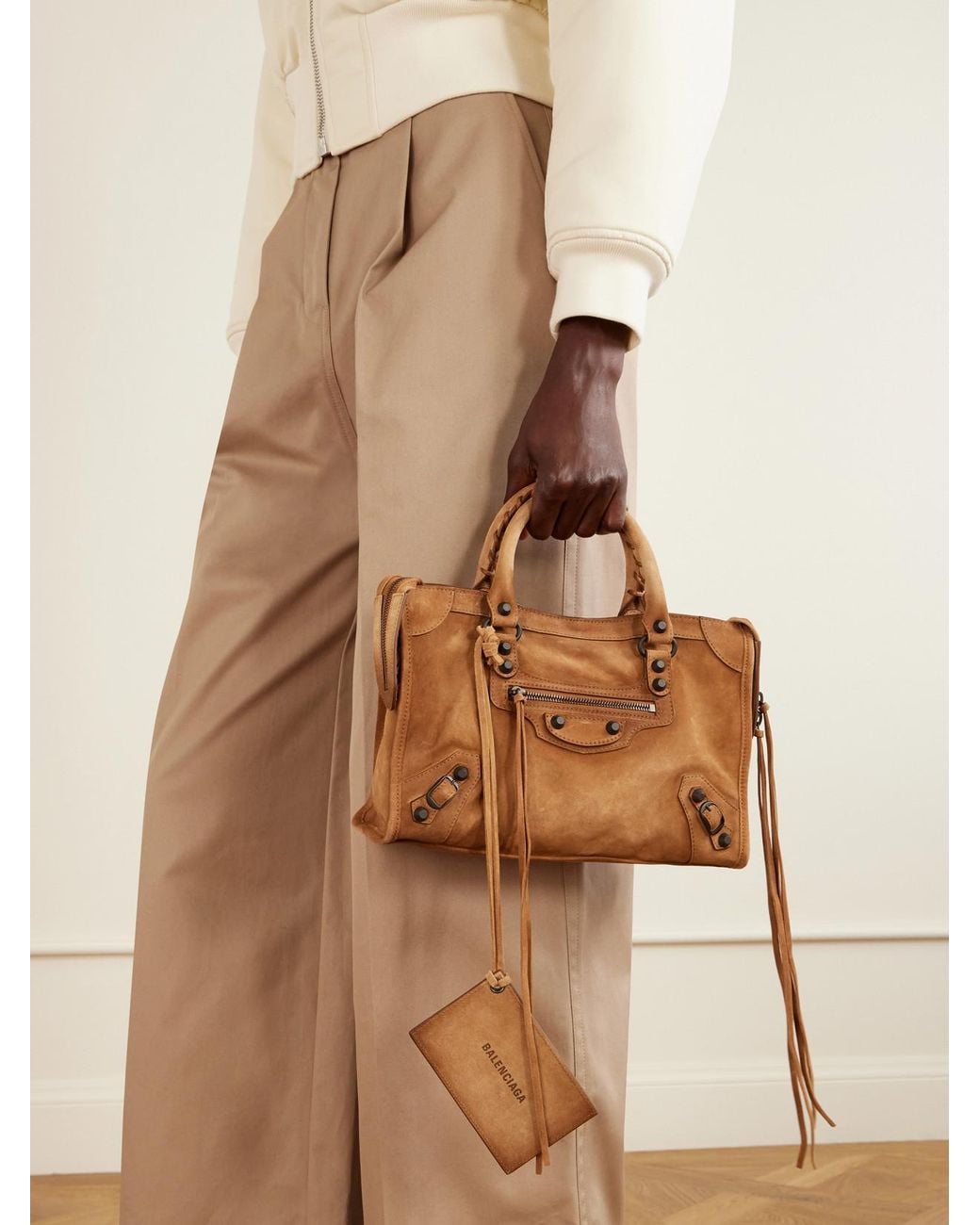 Balenciaga Brown Le City Small Suede Shoulder Bag