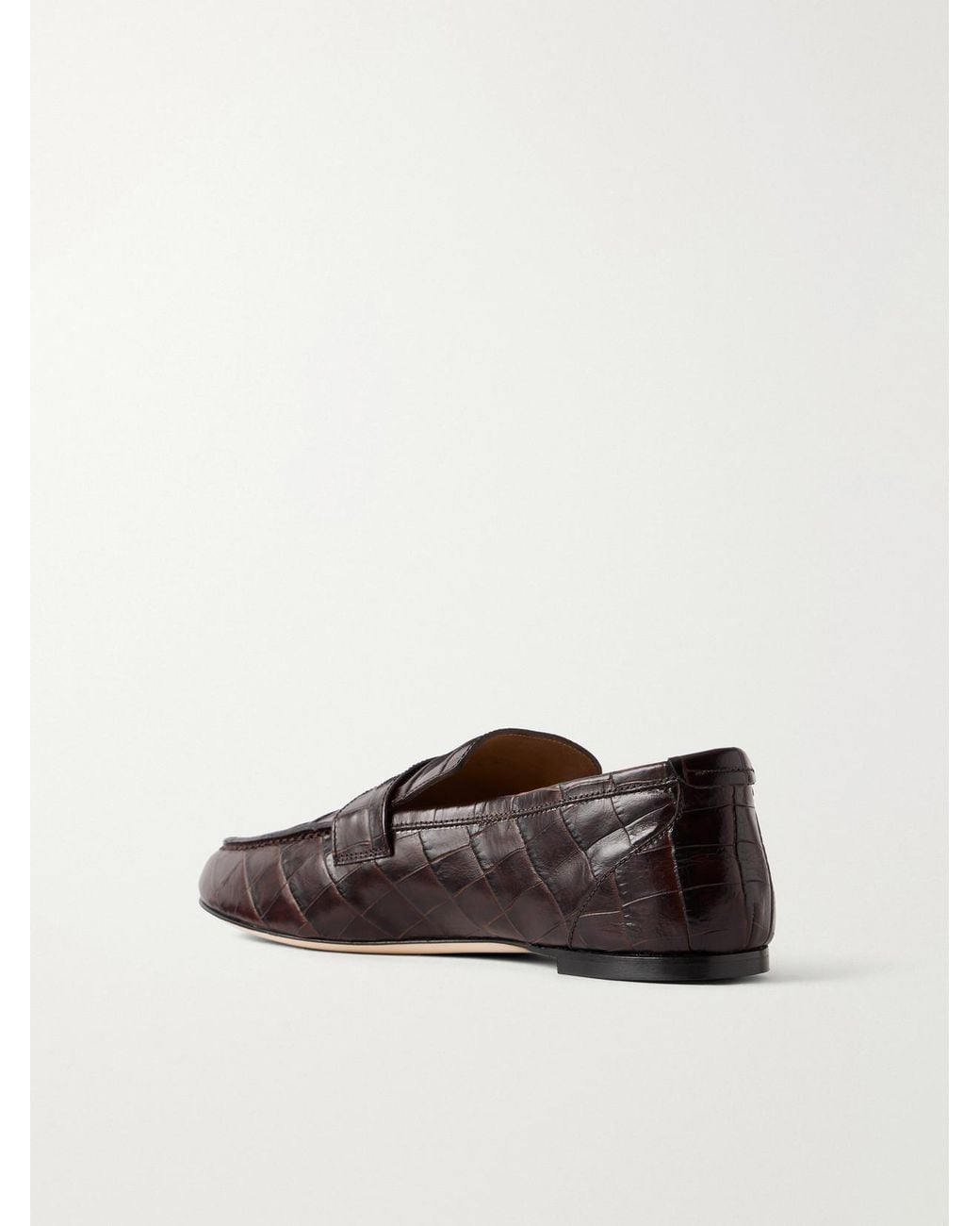 Jamie Haller Brown The Penny Croc-Effect Leather Loafers