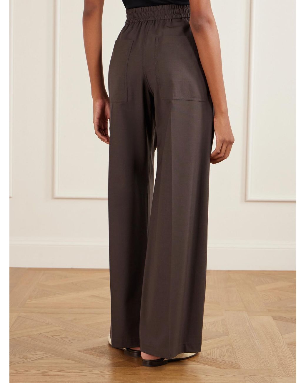 Brunello Cucinelli Brown Wide-Leg Wool-Blend Pants