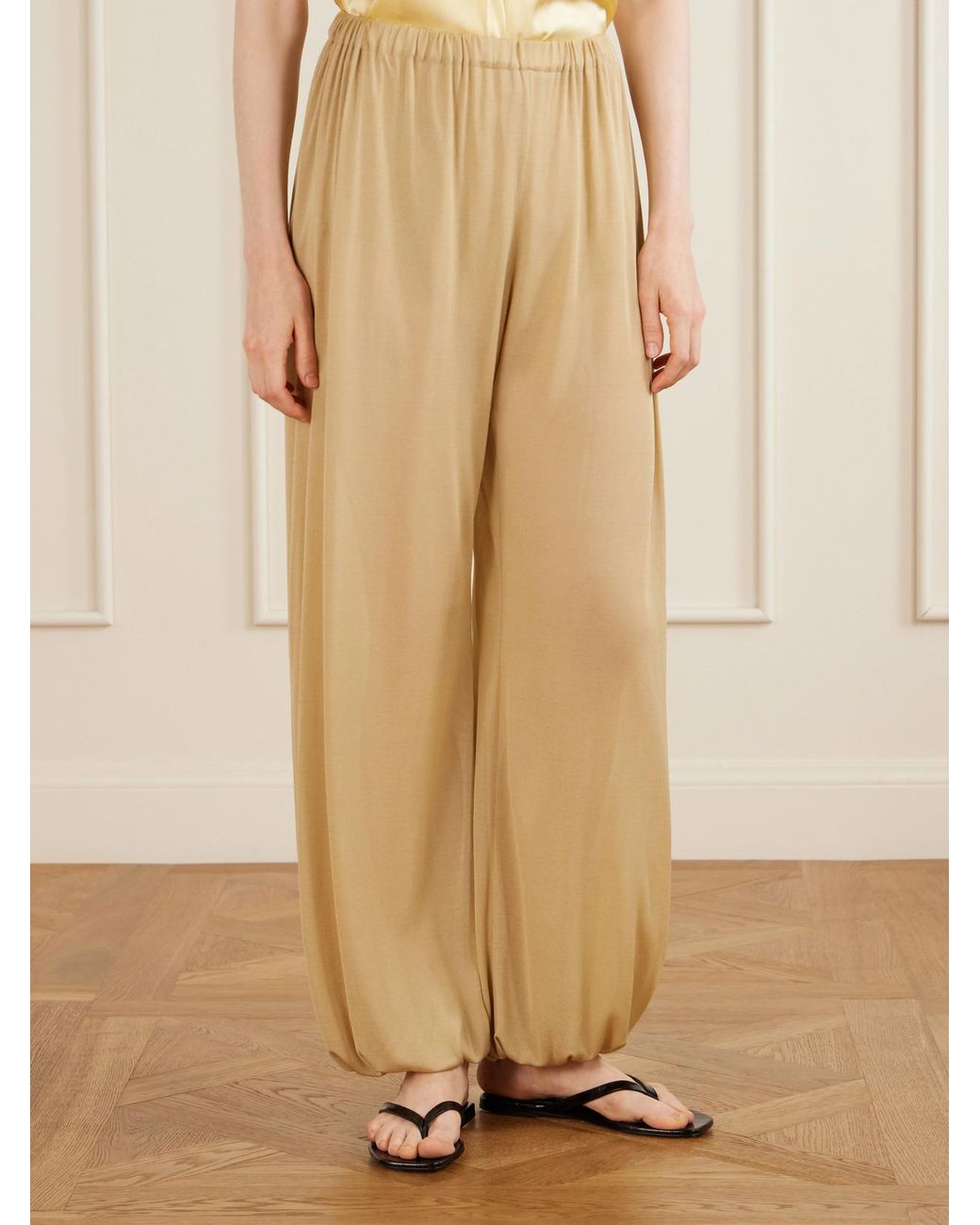 Aflalo Natural Lolana Satin-Jersey Balloon Pants