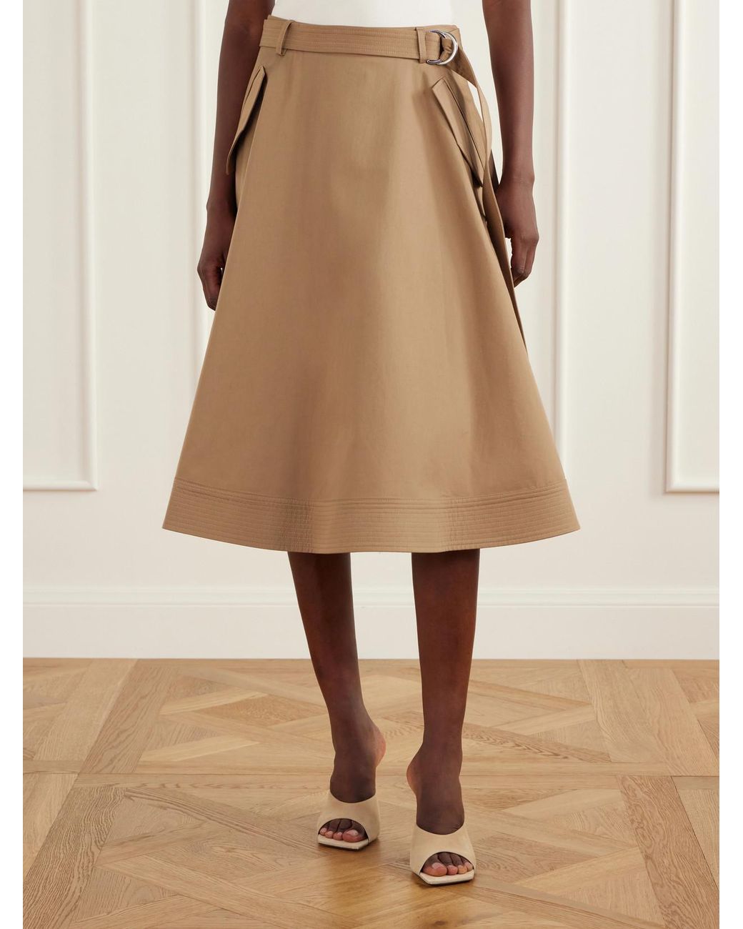 Twp Natural Pure Intentions Belted Cotton-Drill Midi Skirt