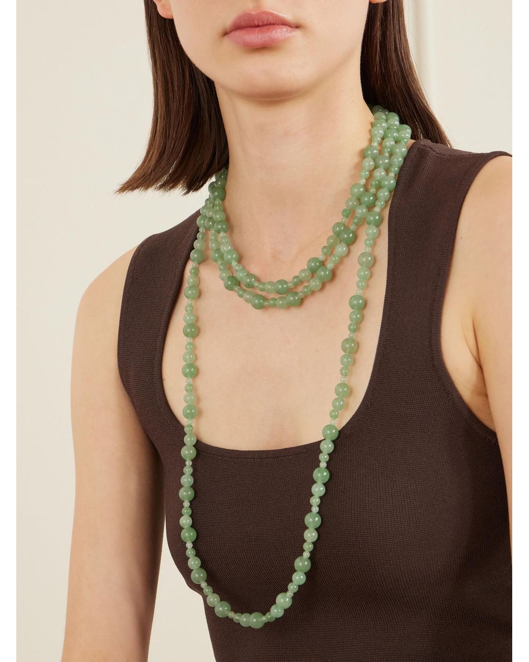 Jennifer Behr Green Veda-Tone Aventurine Necklace