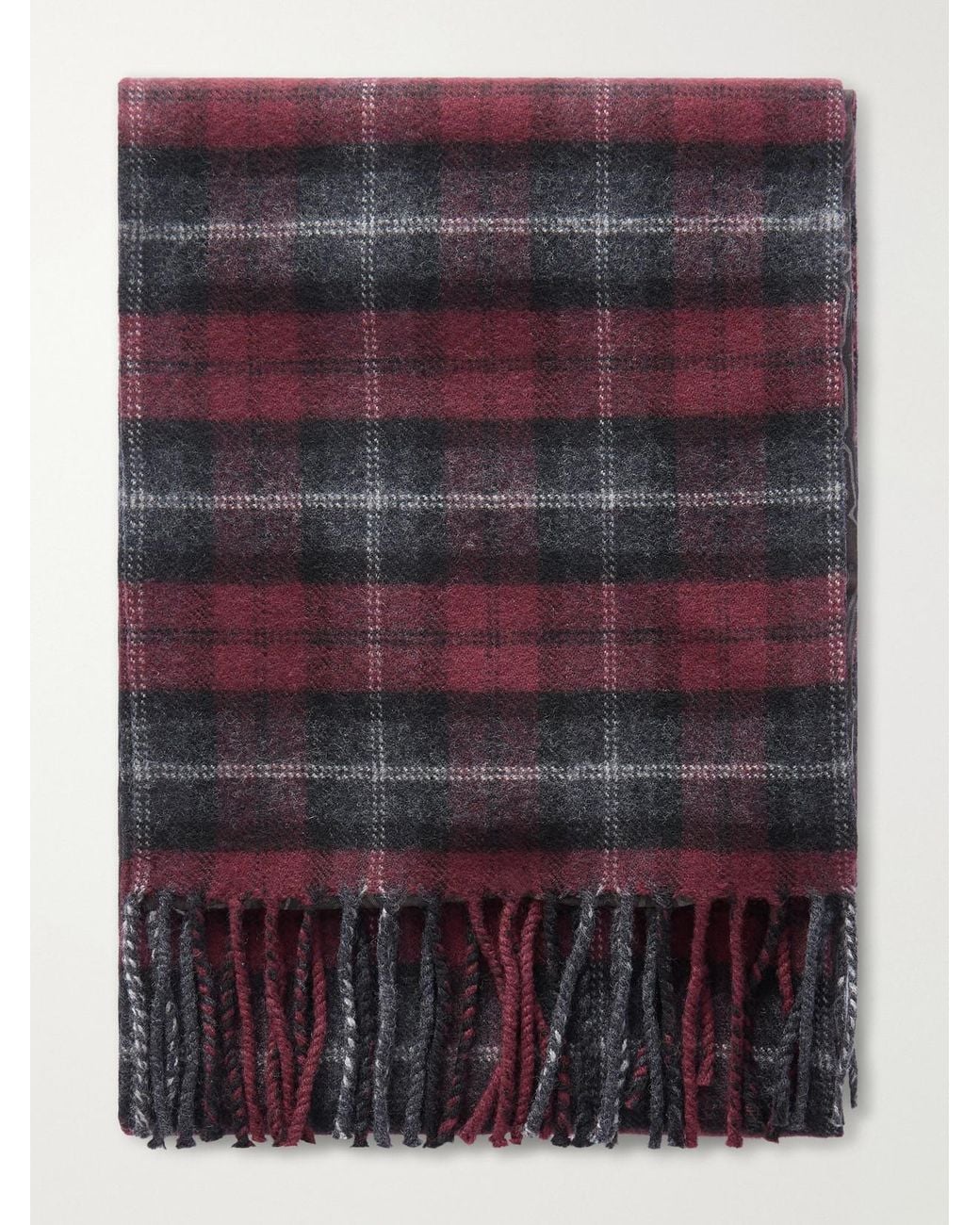 Etro Purple Fringed Checked Wool Scarf