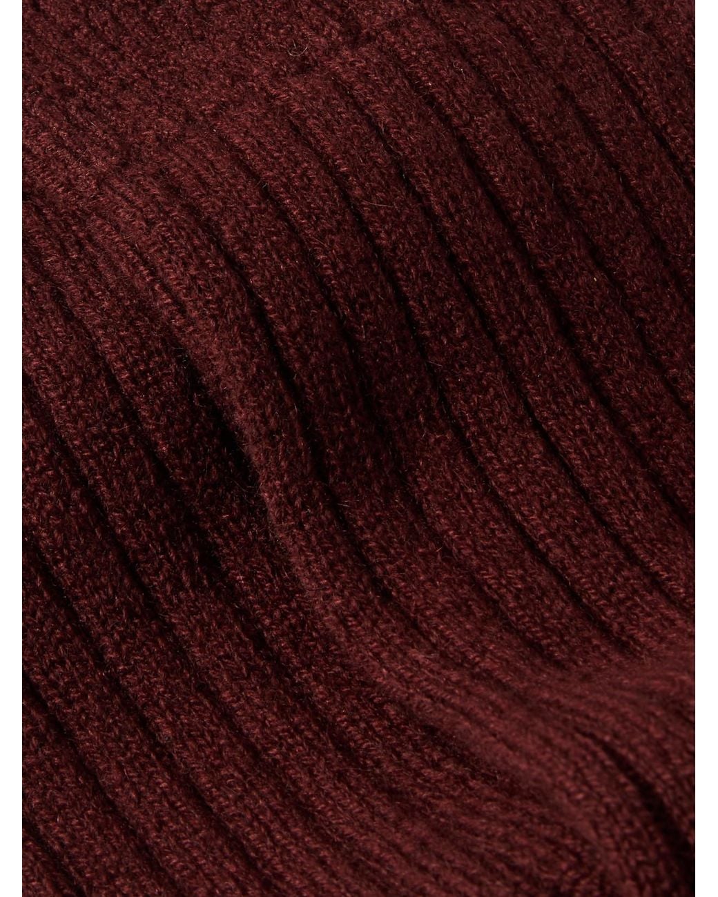 The Elder Statesman Red Ribbed Cashmere Socks