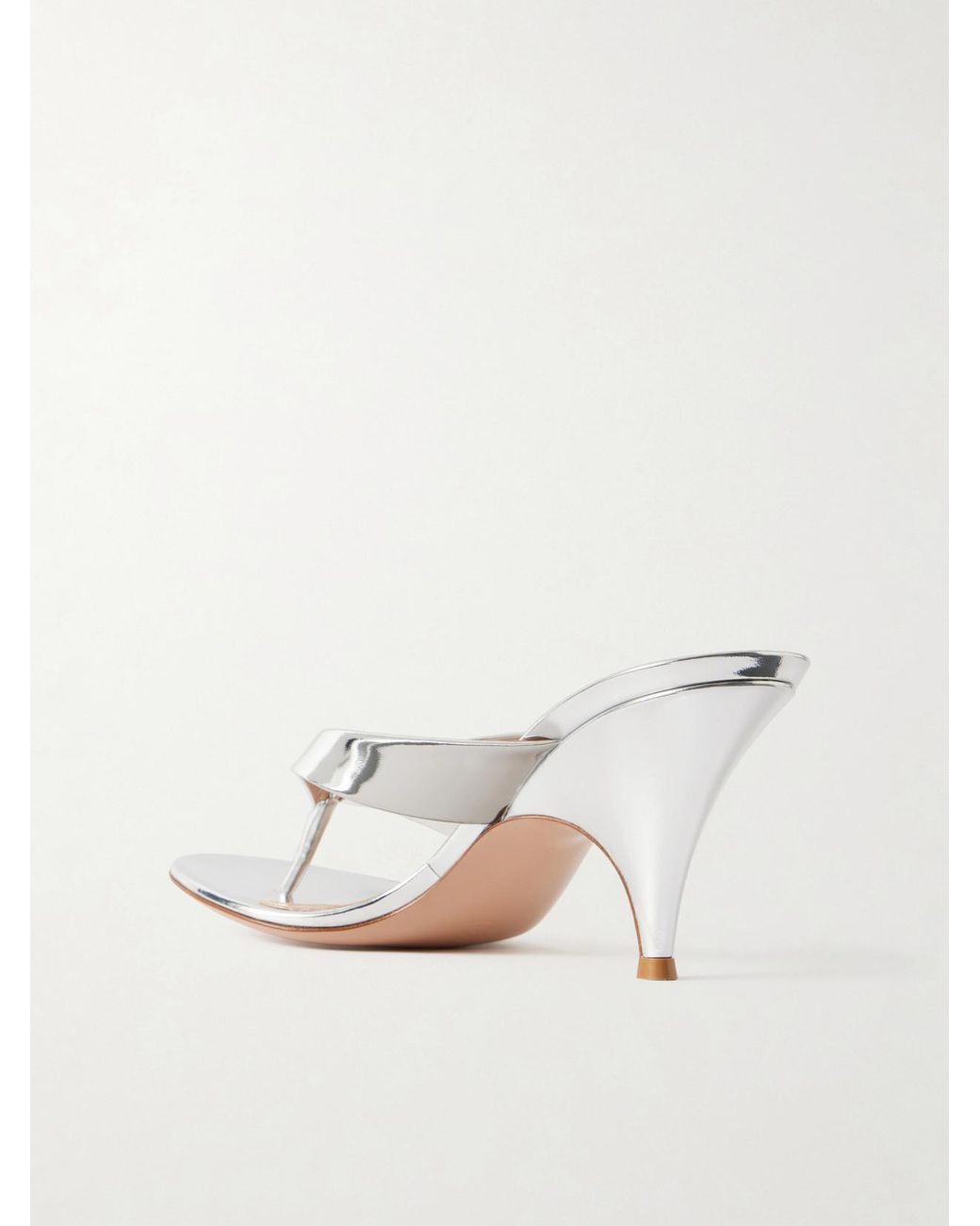 Gianvito Rossi Natural Sofia 70 Metallic Leather Thong Sandals