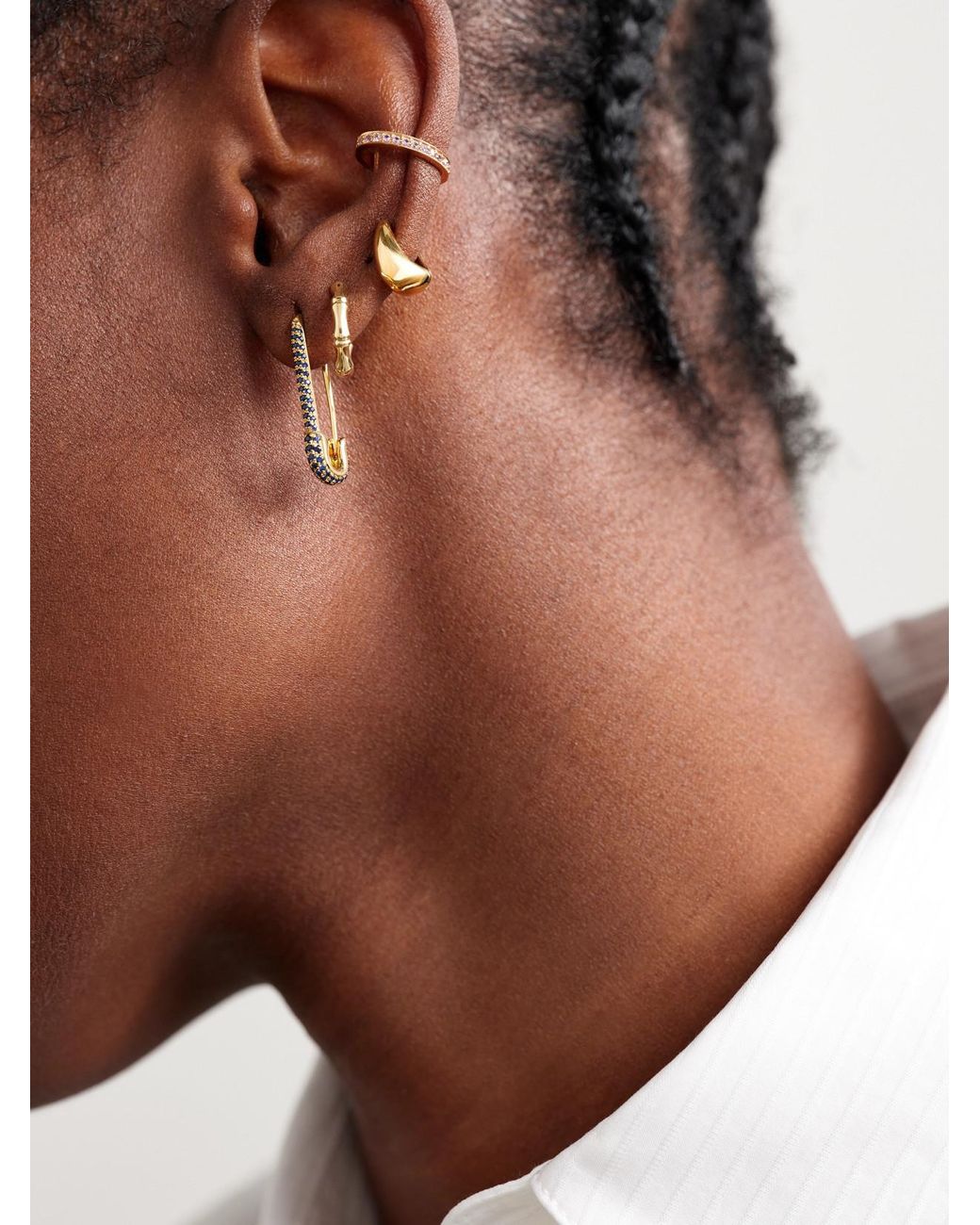 Anita Ko Metallic Baby Claw 18-Karat Hoop Earrings
