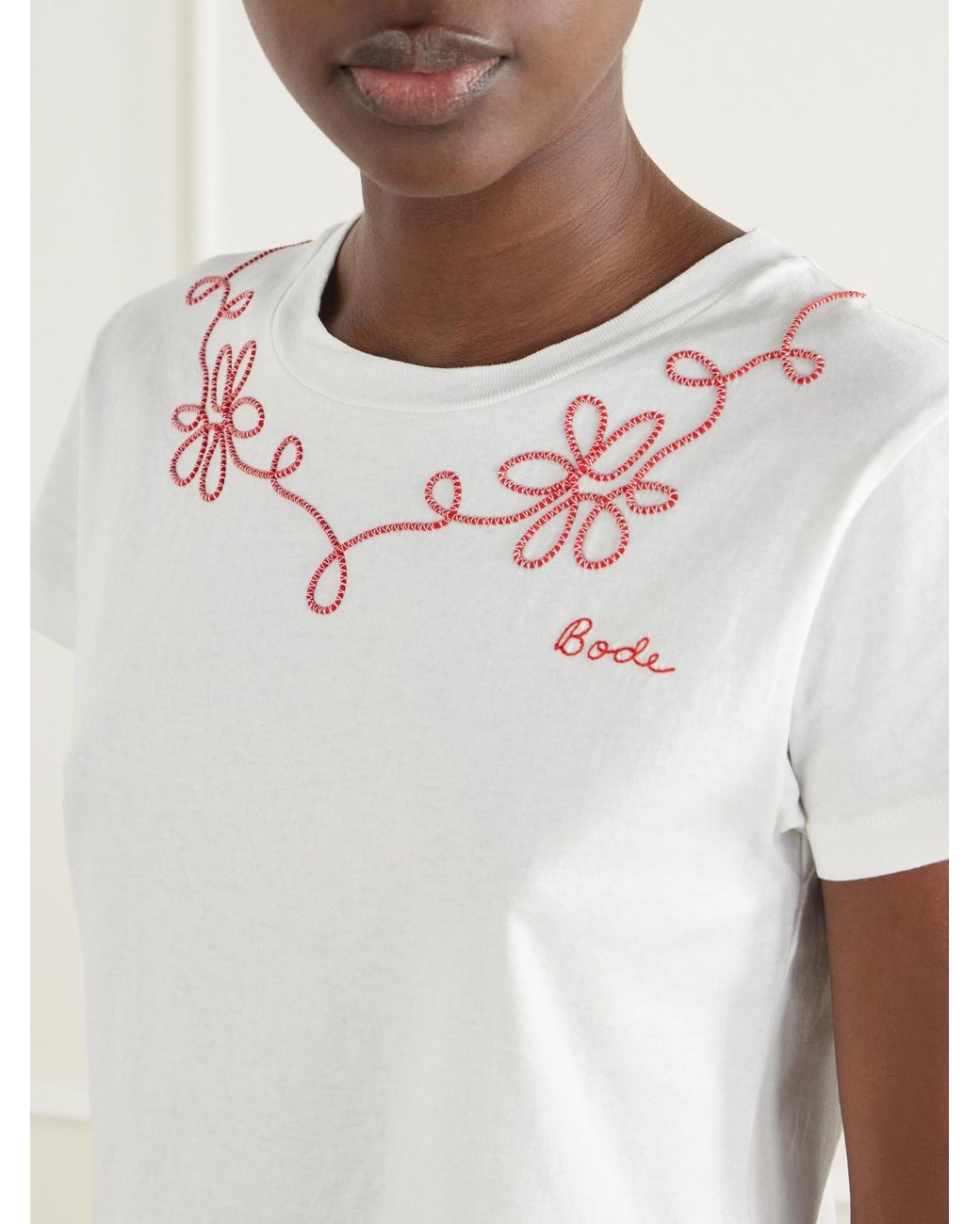 Bode Gray Lasso Embroidered Cotton-Jersey T-Shirt