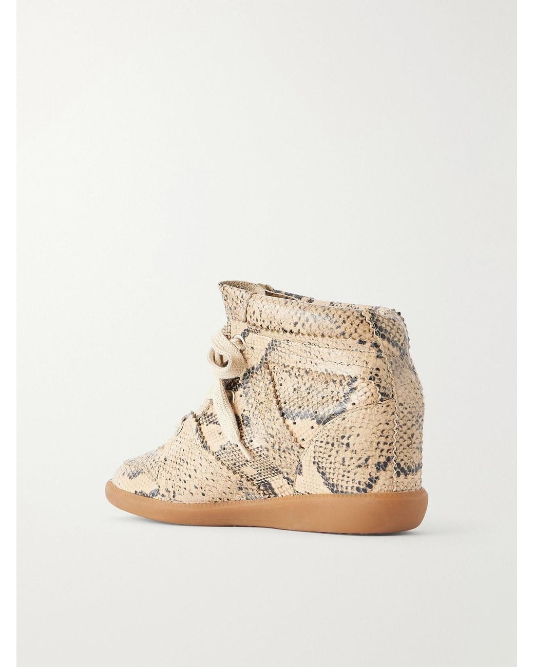 Isabel Marant Natural Bobby Snake-Effect Leather Wedge Sneakers