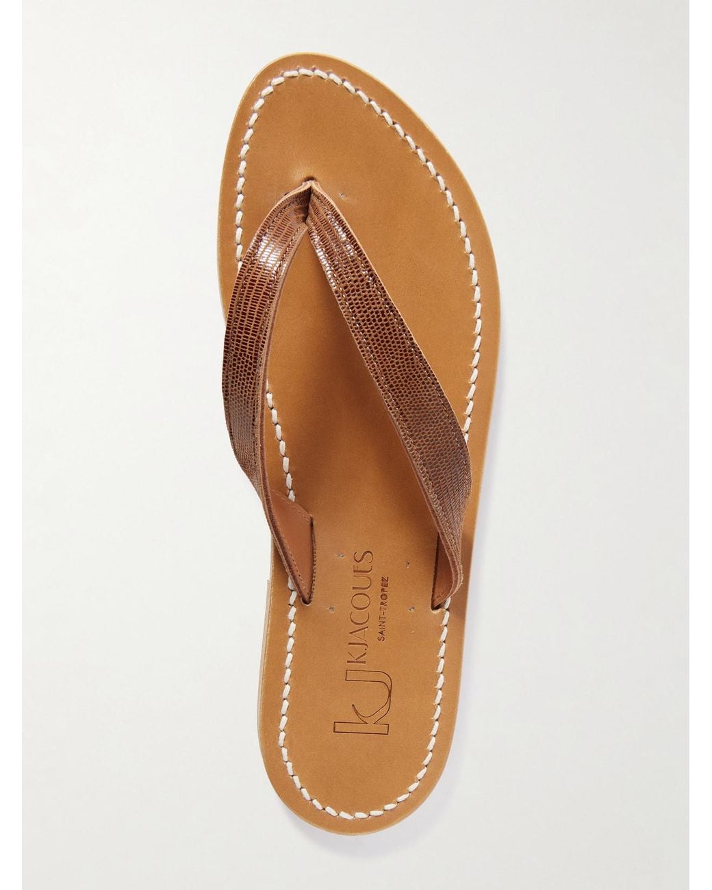 K. Jacques Brown Torino Lizard-Effect Leather Sandals