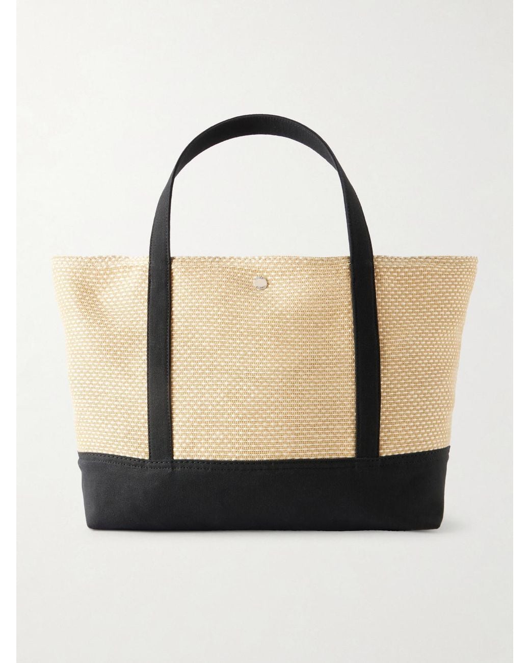 Totême Black Canvas-Trimmed Raffia Tote