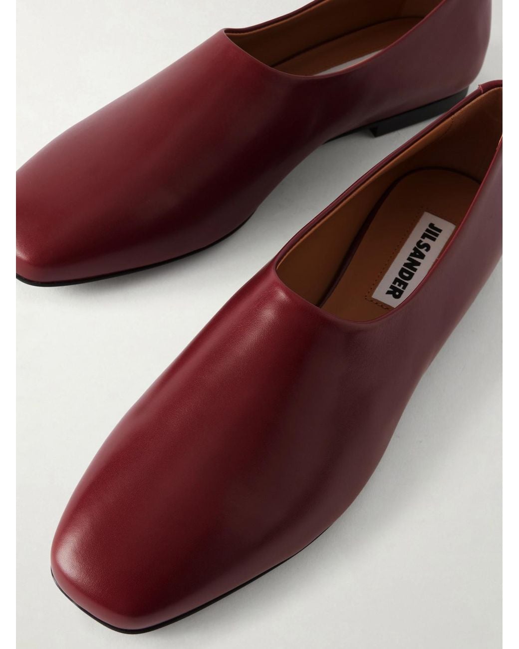 Jil Sander Red Ballerina Prince Leather Flats