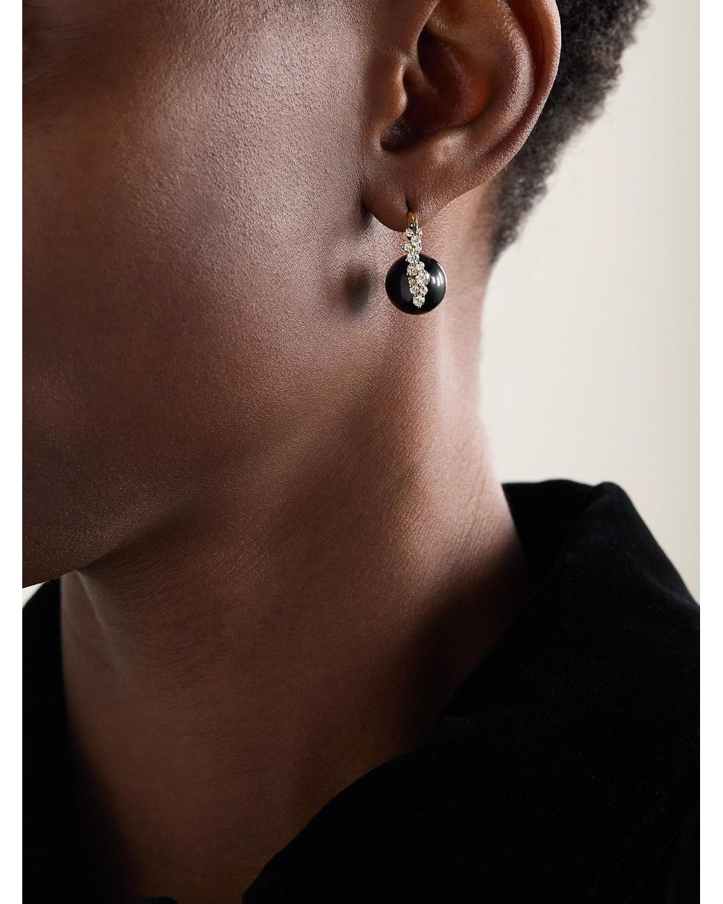 Sydney Evan Natural Cocktail 14-Karat, Onyx And Diamond Earrings