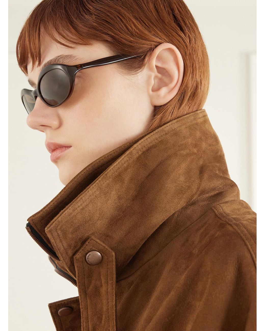 Magda Butrym Brown Round-Frame Acetate Sunglasses