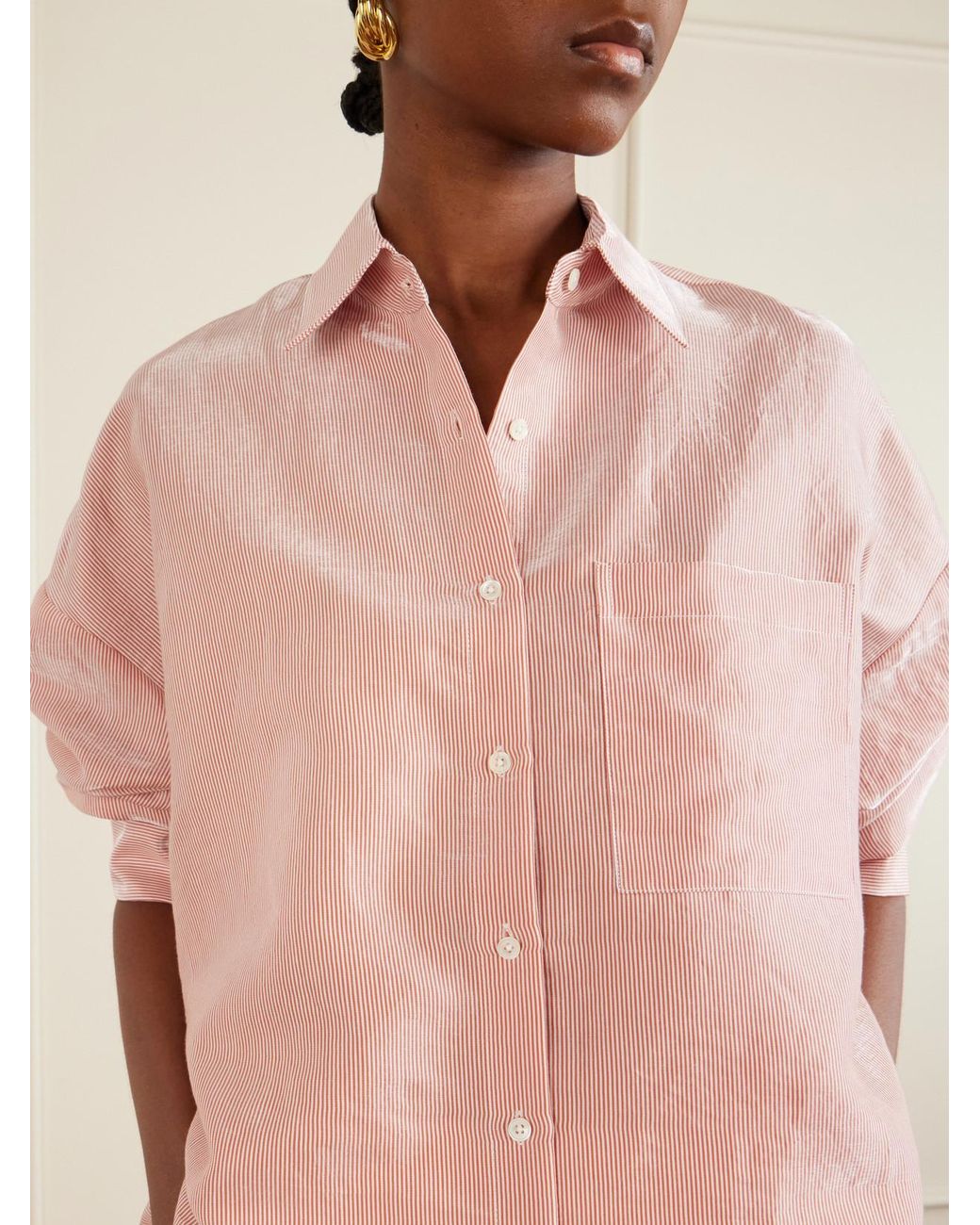 Twp Pink Something Borrowed Striped Cotton-Organza Shirt