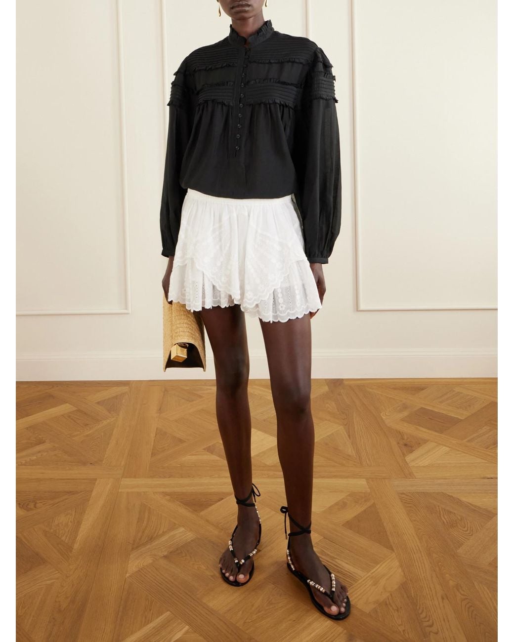 Isabel Marant White Layle Broderie Anglaise Cotton Shorts