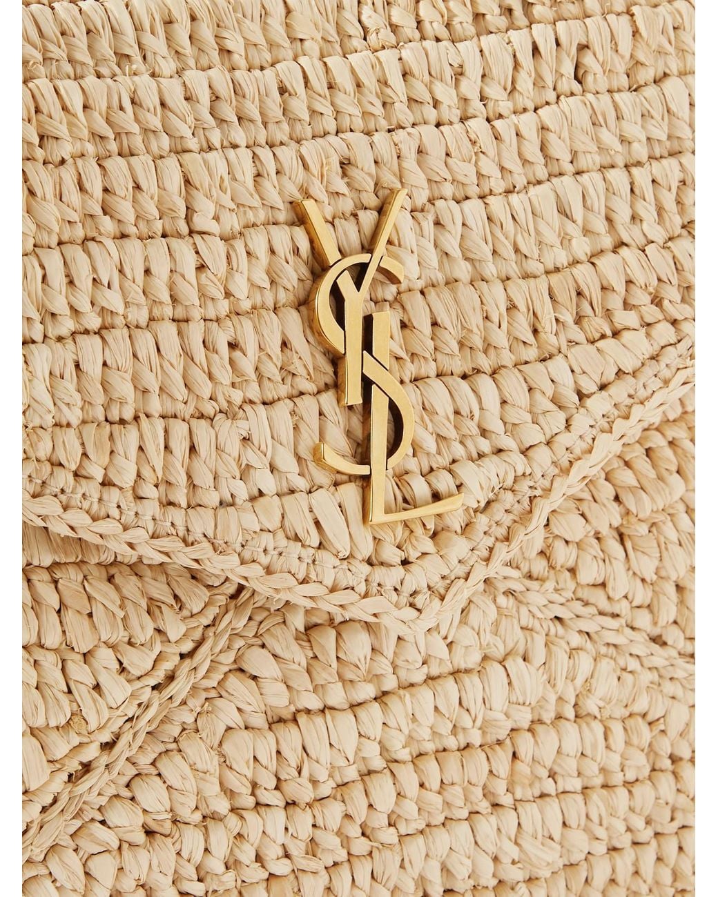 Saint Laurent Natural Cassandre Raffia Clutch