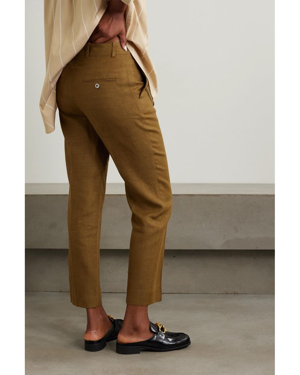 Loro Piana Natural Cropped Linen And Wool-Blend Tapered Pants