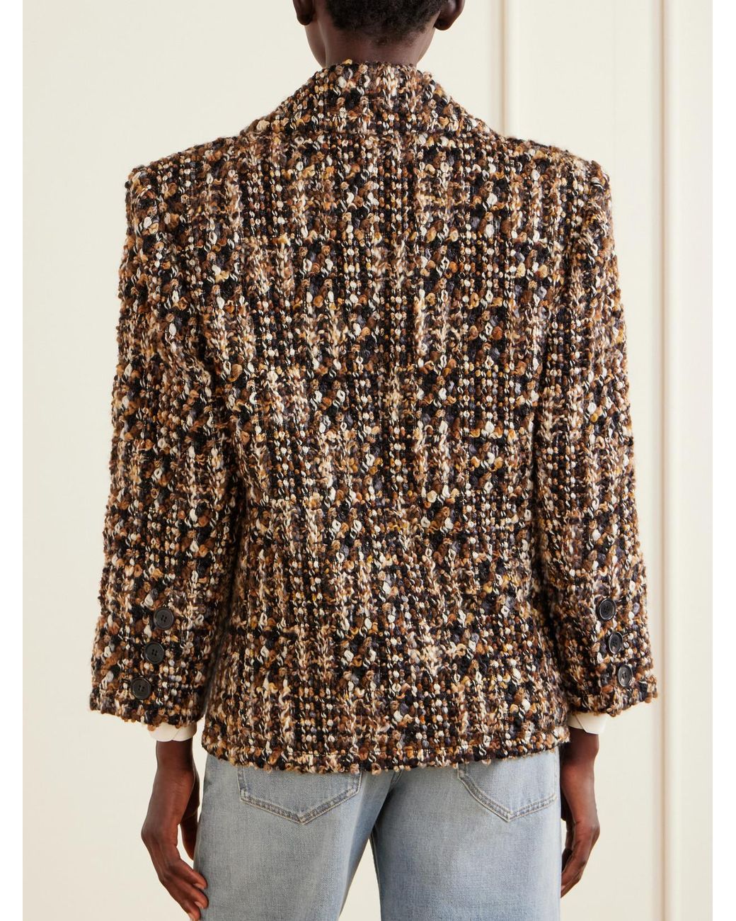 Saint Laurent Brown Wool-Blend Bouclé Blazer