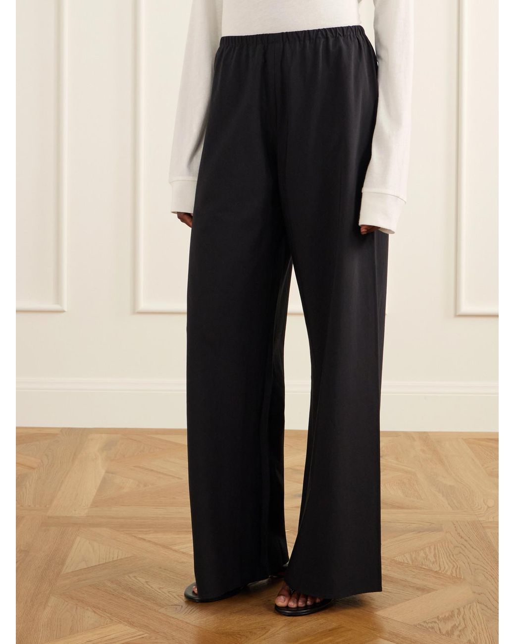 La Ligne Blue Colby Cotton-Poplin Wide-Leg Pants