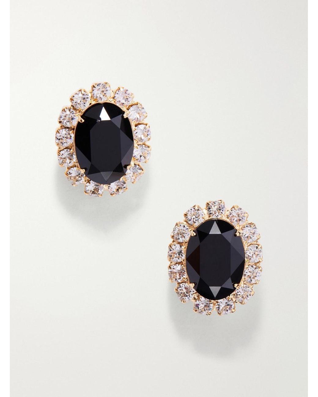 Jennifer Behr Black Diana Crystal-Embellished-Plated Earrings