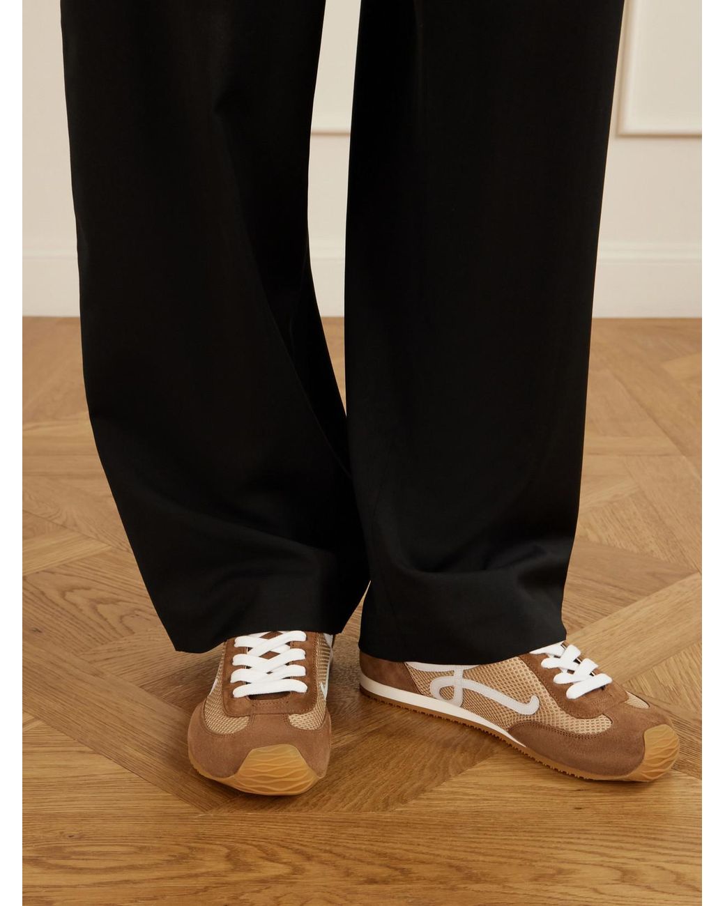 Loewe Natural Ballet Runner 2.0 Logo-Appliquéd Suede-Trimmed Mesh Sneakers